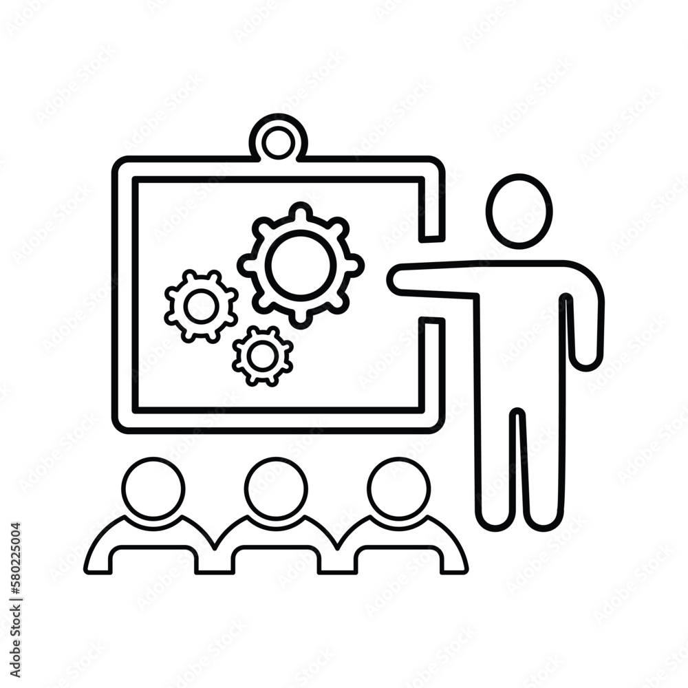 Training icon. Line, outline design.