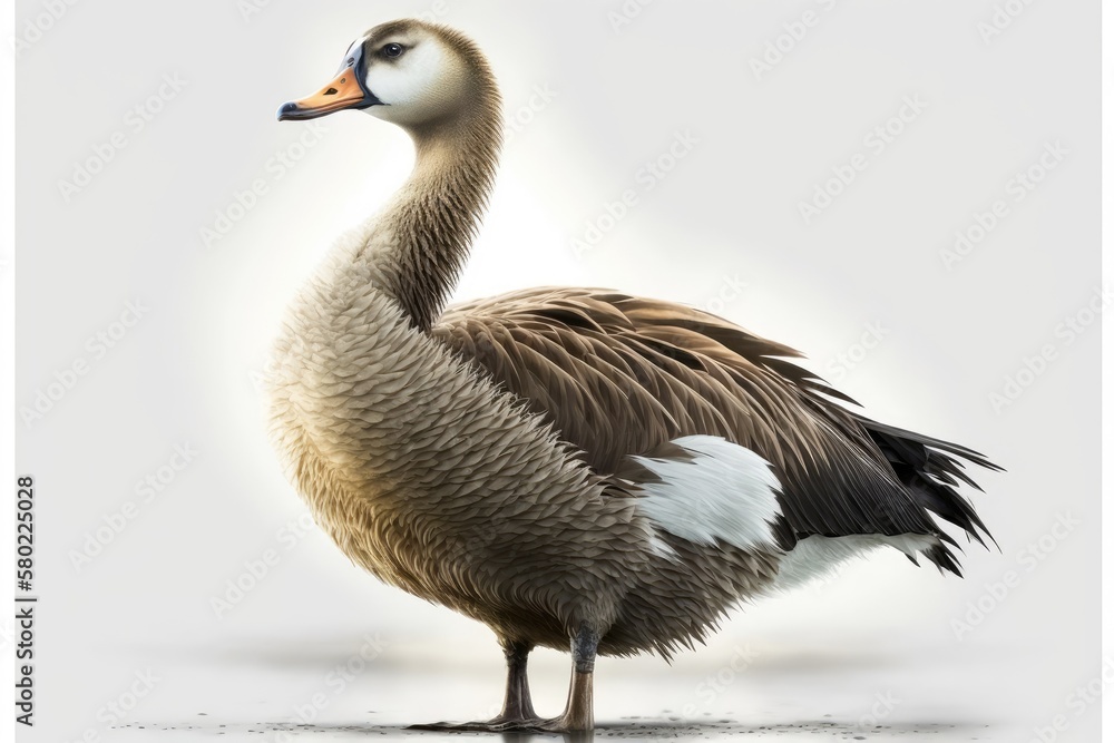 One goose on a white background. Generative AI One goose on a white background. Generative AI