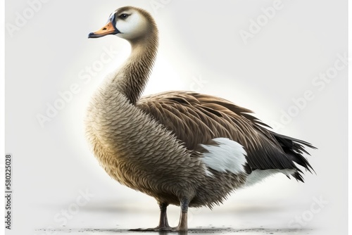 One goose on a white background. Generative AI