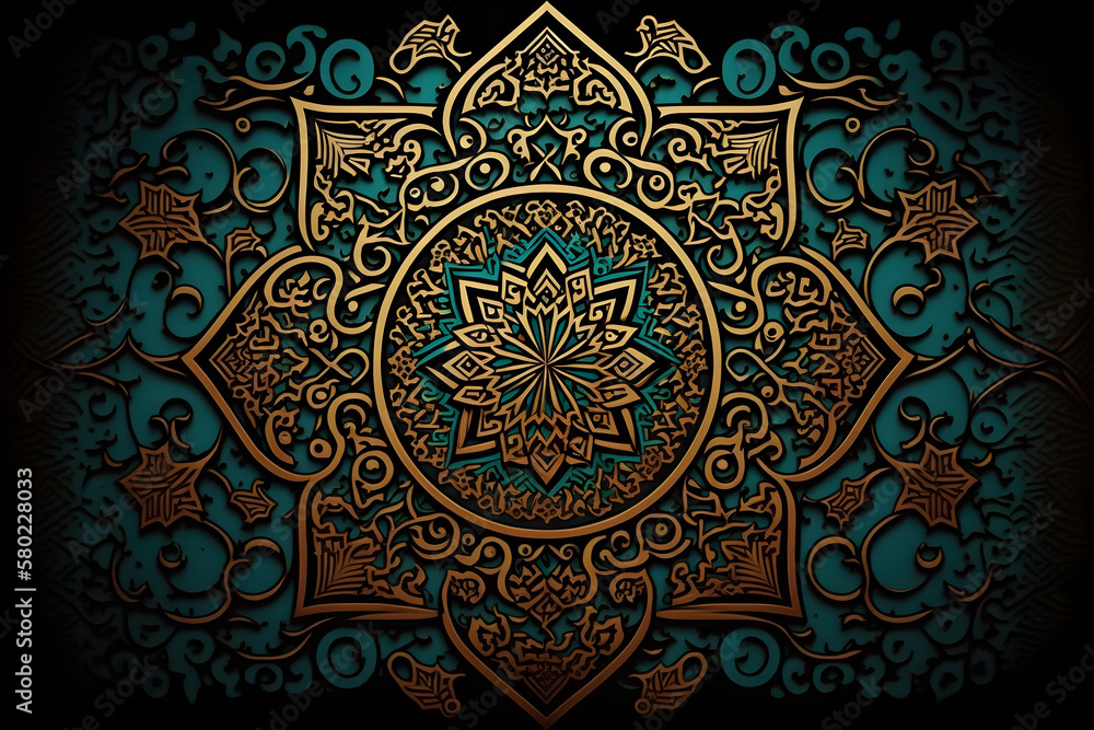 Islamic art background made with Generative AI Islamic art background made with Generative AI
