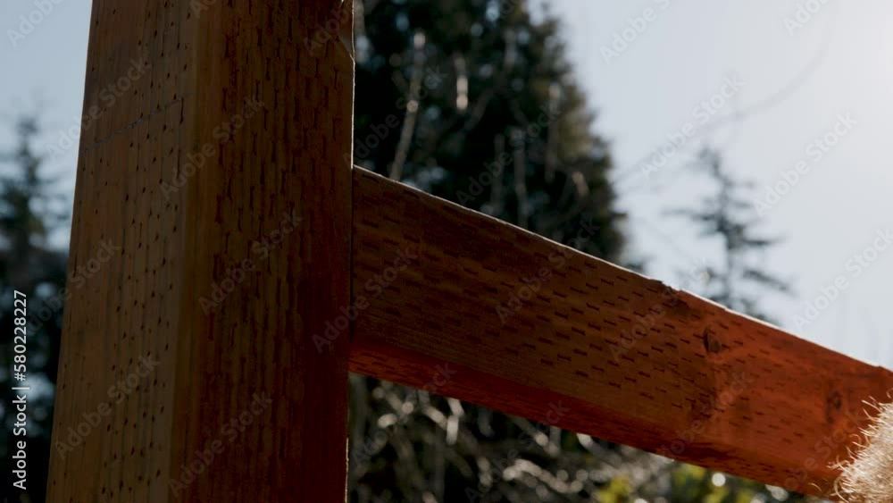 Backer Rails Close Up on Construction Worker installing Backer Rails to Fence Posts ...