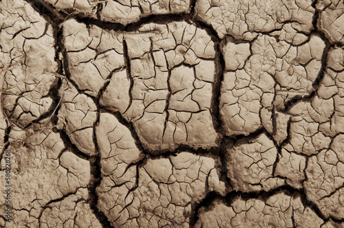 dry ground with cracks, global warming concept