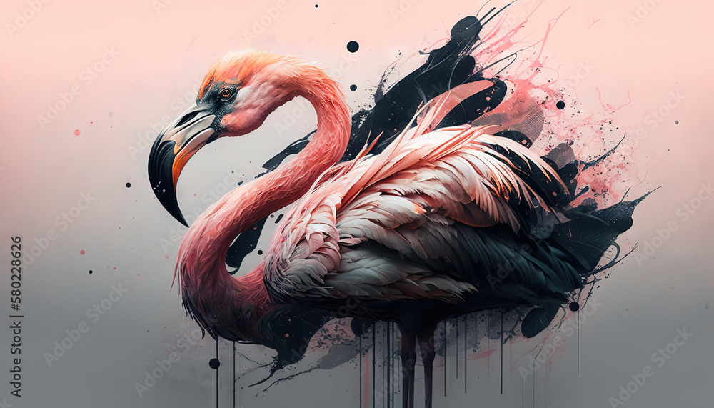 Flamingo abstract wallpaper. Background with cute flamingo bird in