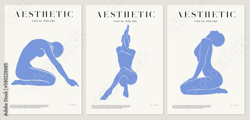 Vector minimalistic placard with illustration. Creative abstract artwork with hand drawn silhouette .