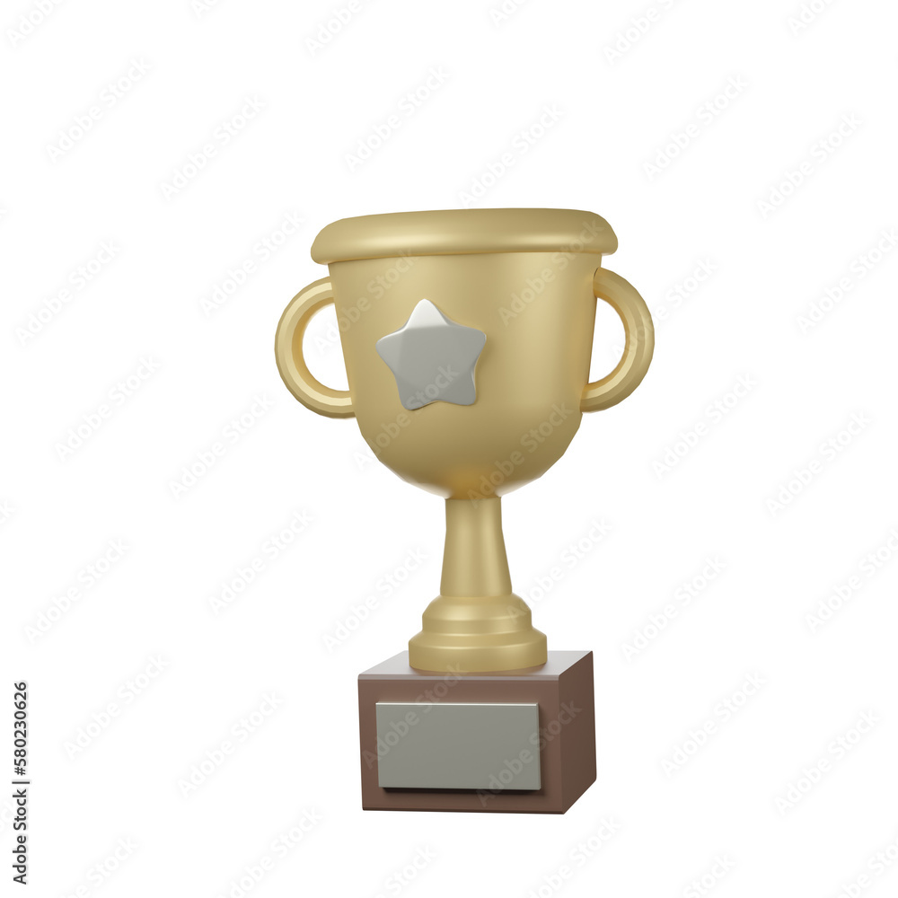 winner trophy icon 3d golden trophy symbol of victory in sports competition.3d render winner trophy icon 3d golden trophy symbol of victory in sports competition.3d render