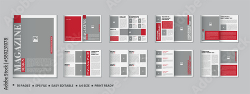 Portfolio magazine template design or  16 pages Fashion magazine and a4 architecture portfolio design