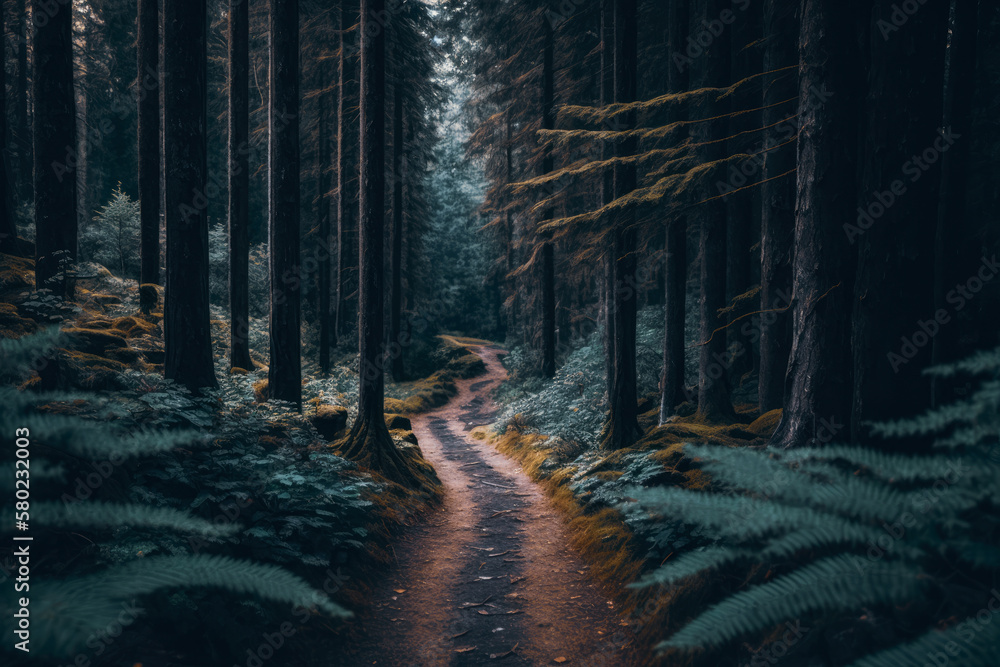 Fototapeta premium The Diversity of Forests: Exploring Woodland, Rainforest, Coniferous, and Deciduous Forests AI Generated 
