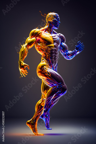Image of human body in motion. Generative AI. © valentyn640