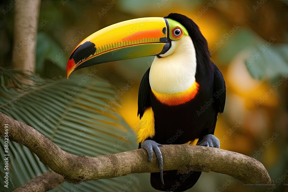 Toucan, a bird (Ramphastos toco). Generative AI Toucan, a bird (Ramphastos toco). Generative AI