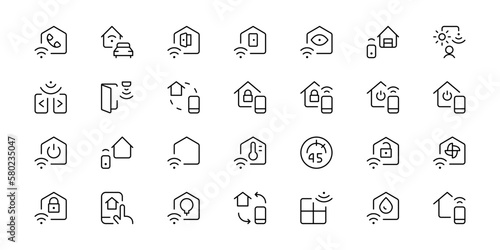 Smart home icon set. Collection of smart house with automation control system vector illustration. Technology concept.