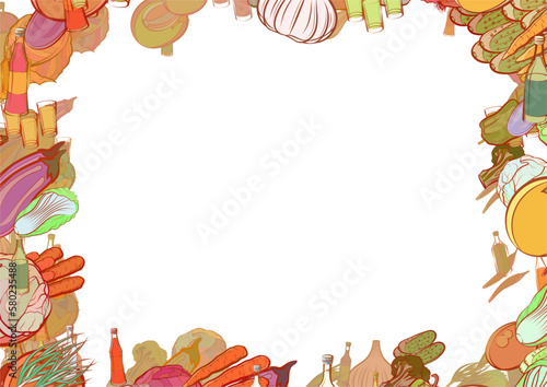 Background pattern abstract design texture. Alcohol and Health food. Border frame, transparent background. Theme is about garlic head, multi-layered, white, peel, vitamin C, broccoli, a stack