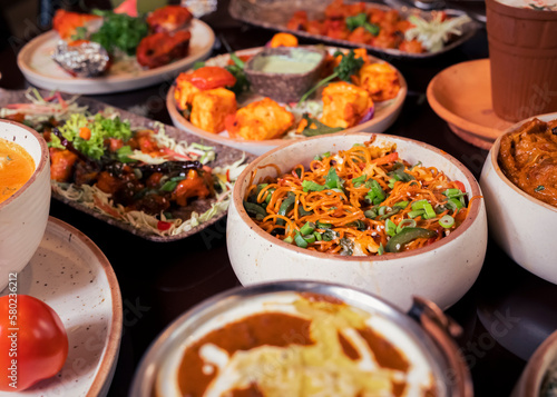 A Creative Photo of A Indian Food on the Table, Delicious Indian Cuisine on the Table