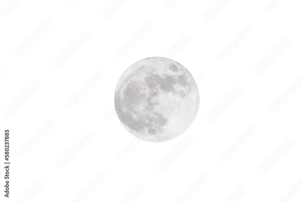 Obraz premium full moon isolated on white background. Clipping path.