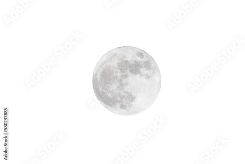 full moon isolated on white background. Clipping path.