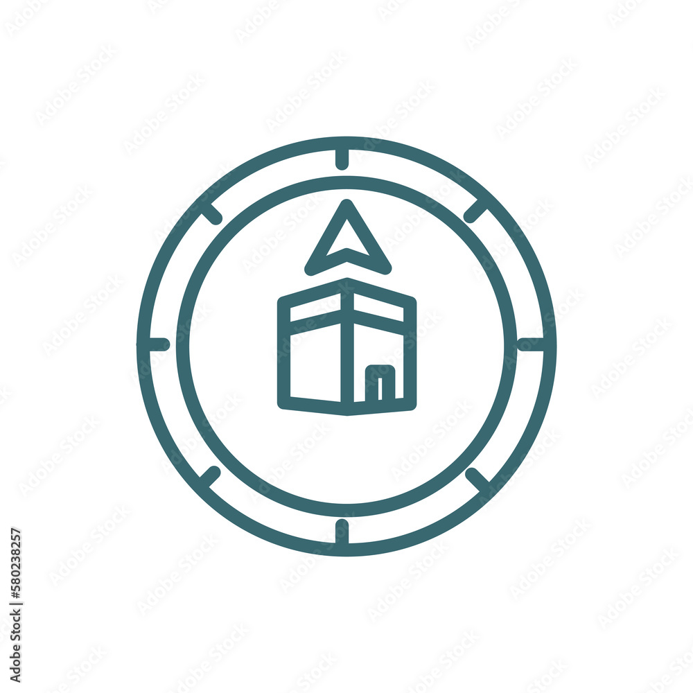 compass icon. Thin line compass icon from islamic and ramadan collection. Outline vector isolated on white background. Editable compasssymbol can be used web and mobile compass icon. Thin line compass icon from islamic and ramadan collection. Outline vector isolated on white background. Editable compasssymbol can be used web and mobile