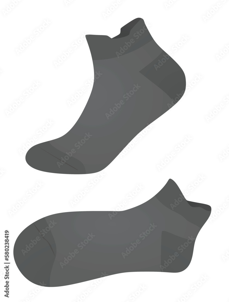 Grey  short sock. vector illustration