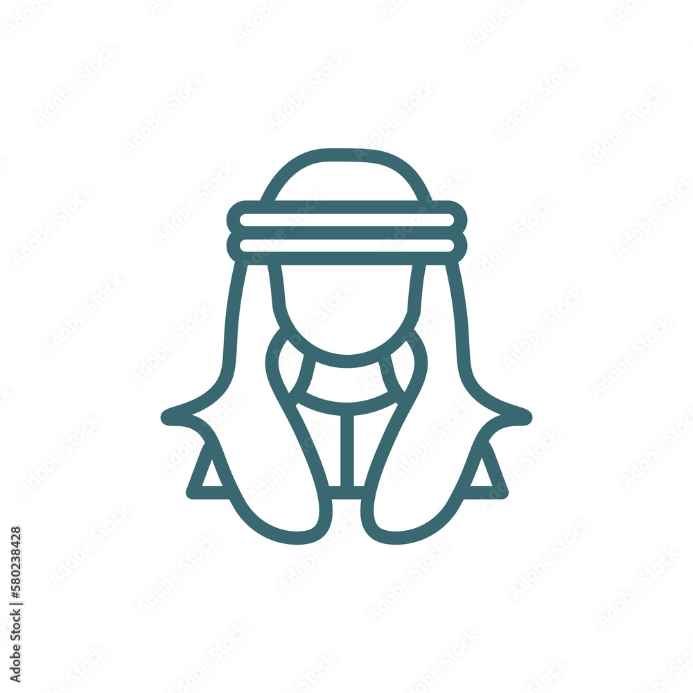 arab icon. Thin line arab icon from islamic and ramadan collection. Outline vector isolated on white background. Editable arabsymbol can be used web and mobile arab icon. Thin line arab icon from islamic and ramadan collection. Outline vector isolated on white background. Editable arabsymbol can be used web and mobile
