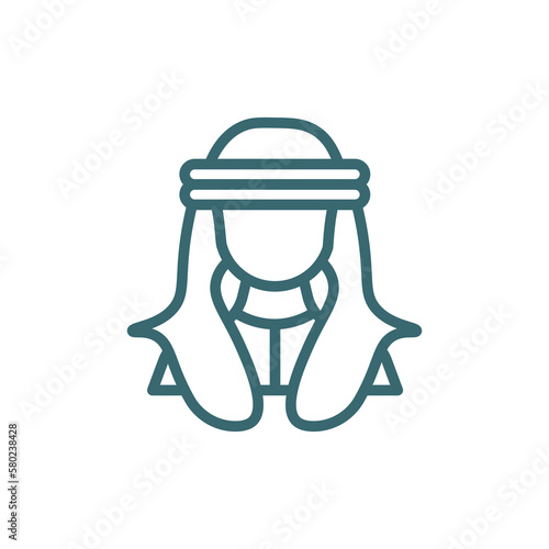 arab icon. Thin line arab icon from islamic and ramadan collection. Outline vector isolated on white background. Editable arabsymbol can be used web and mobile