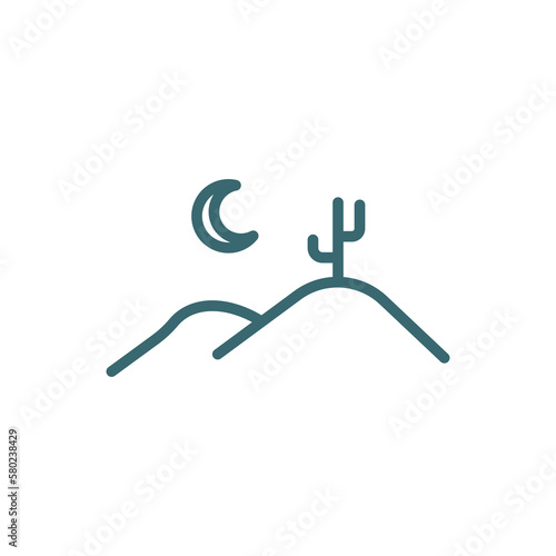desert icon. Thin line desert icon from islamic and ramadan collection. Outline vector isolated on white background. Editable desertsymbol can be used web and mobile © Abstract