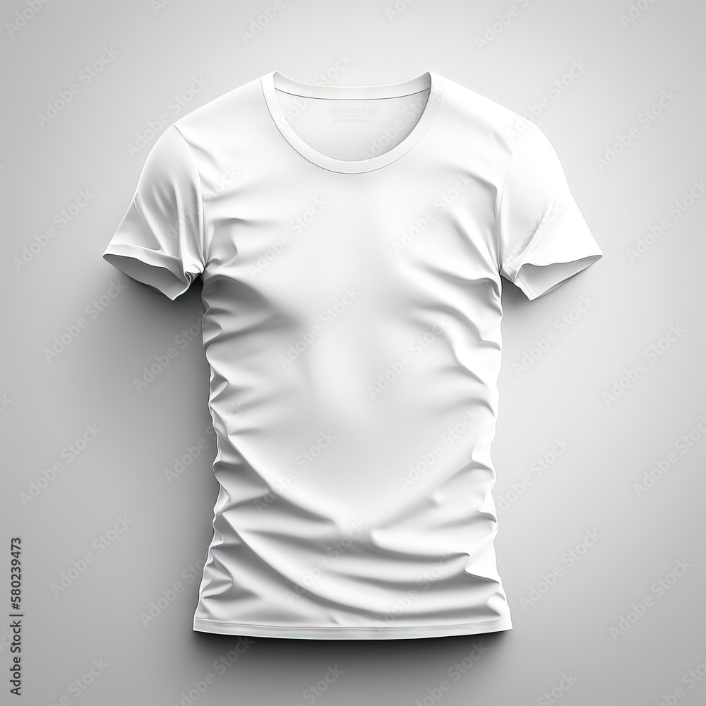 White blank T-shirt template, T-shirt mockup, natural shape on invisible mannequin, for your design mockup for print. Generative AI White blank T-shirt template, T-shirt mockup, natural shape on invisible mannequin, for your design mockup for print. Generative AI