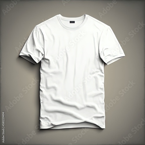 White blank T-shirt template, T-shirt mockup, natural shape on invisible mannequin, for your design mockup for print. Generative AI
