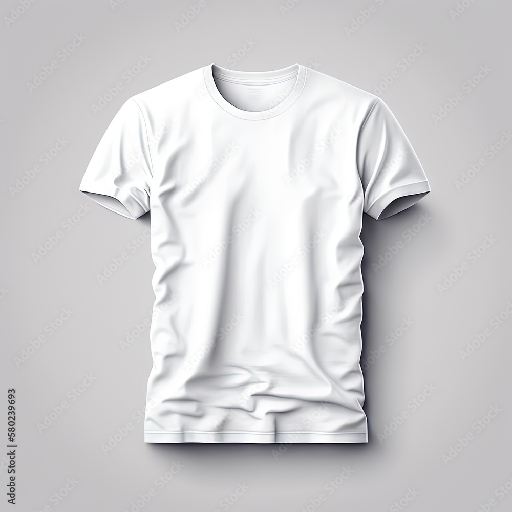 White blank T-shirt template, T-shirt mockup, natural shape on invisible mannequin, for your design mockup for print. Generative AI White blank T-shirt template, T-shirt mockup, natural shape on invisible mannequin, for your design mockup for print. Generative AI