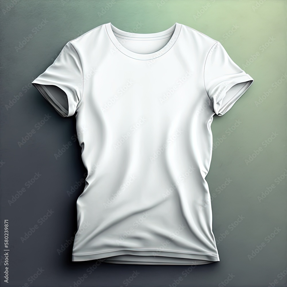 Men's white blank T-shirt template, T-shirt mockup, natural shape on invisible mannequin, for your design mockup for print. Generative AI Men's white blank T-shirt template, T-shirt mockup, natural shape on invisible mannequin, for your design mockup for print. Generative AI