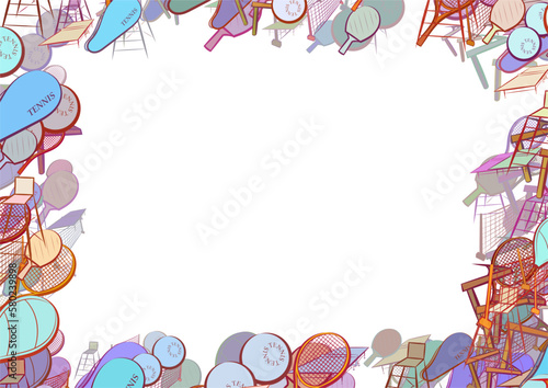 Background pattern abstract design texture. Tennis. Border frame, transparent background. Theme is about tennis racket case, grid, sports judge, mini-tennis, table, pinch, netting, inventory