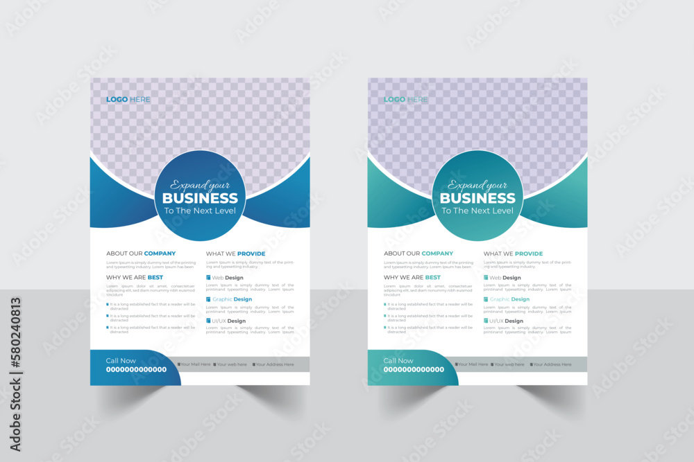 
a bundle of 2 templates of different colors a4 flyer template, modern business flyer template, 
abstract business flyer and creative design, IT company flyer and editable vector template design 