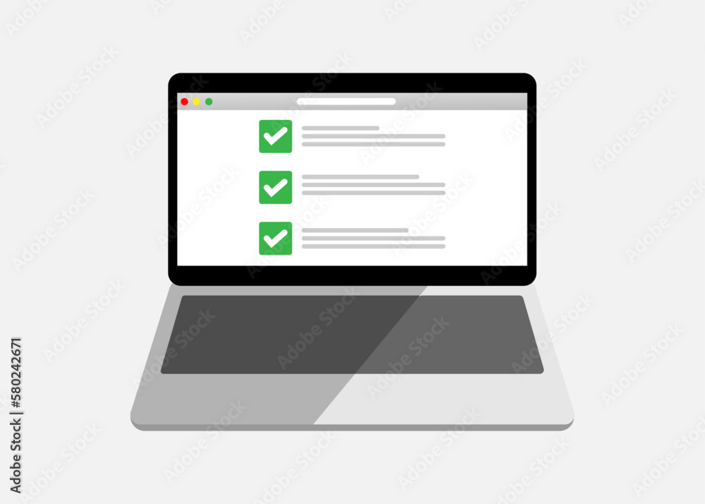 Laptop with online checklist vector design Laptop with online checklist vector design