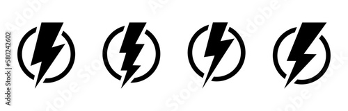  Lightening bolt icons. vector
