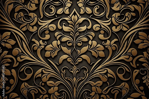 Vintage ornament luxury velvet floral brown background (Ai generated) © thesweetsheep