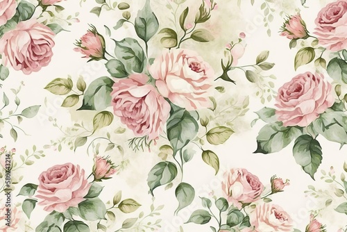 Rose pink color, vintage watercolor background (Ai generated)