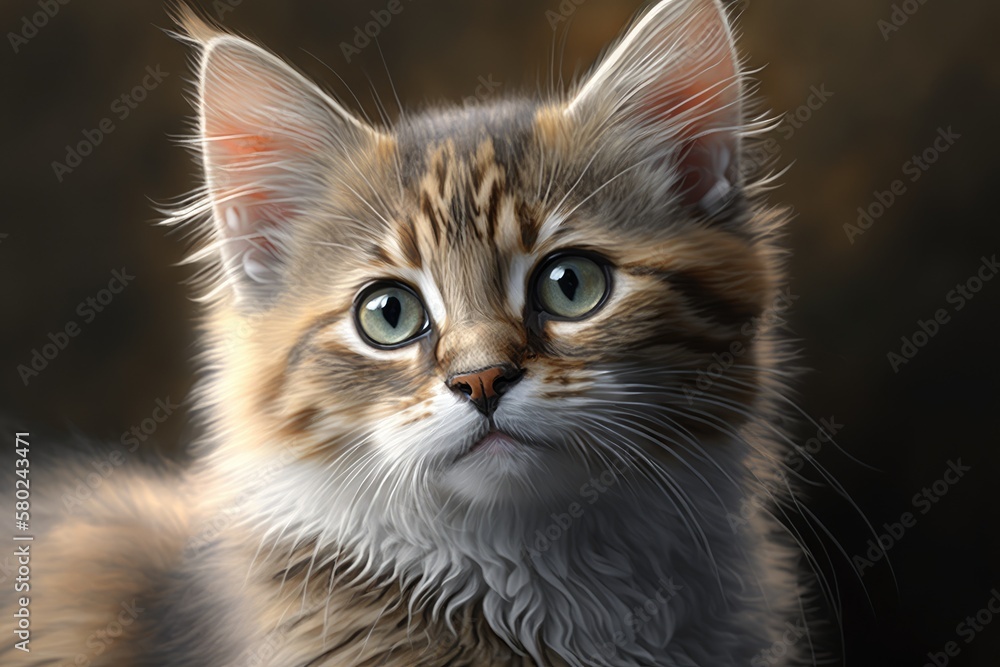 Portrait of a cute, lovely cat. Generative AI