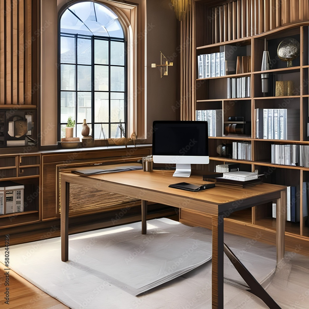 6 A well-organized home office with a modern desk, plenty of storage, and natural light 3_SwinIRGenerative AI 6 A well-organized home office with a modern desk, plenty of storage, and natural light 3_SwinIRGenerative AI