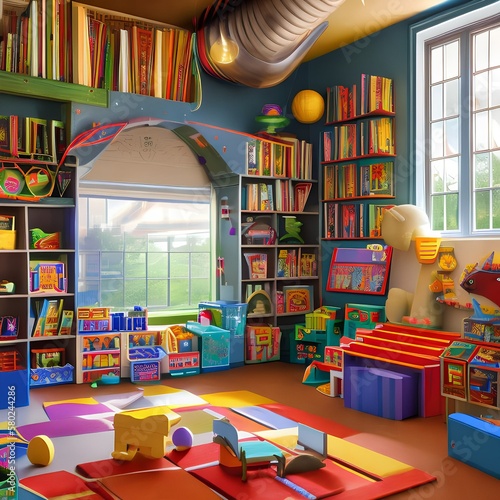 Wallpaper Mural 11 A playroom with age-appropriate toys, games, and organized storage 3_SwinIRGenerative AI Torontodigital.ca
