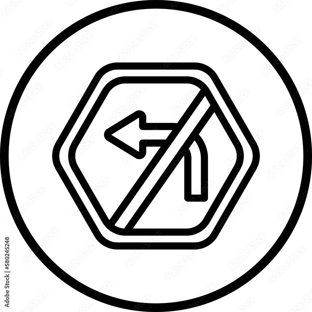 Vector Design No Left Turn Icon Style Vector Design No Left Turn Icon Style