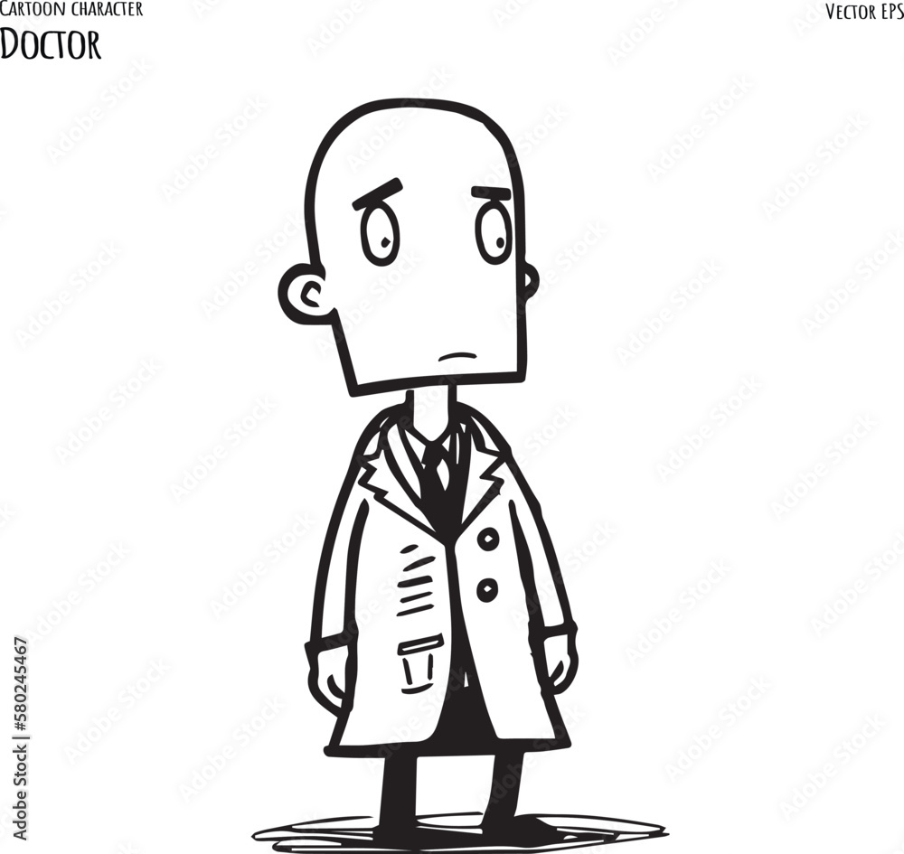 Hand drawn cartoon vector illustration of doctor. Hand drawn cartoon vector illustration of doctor.
