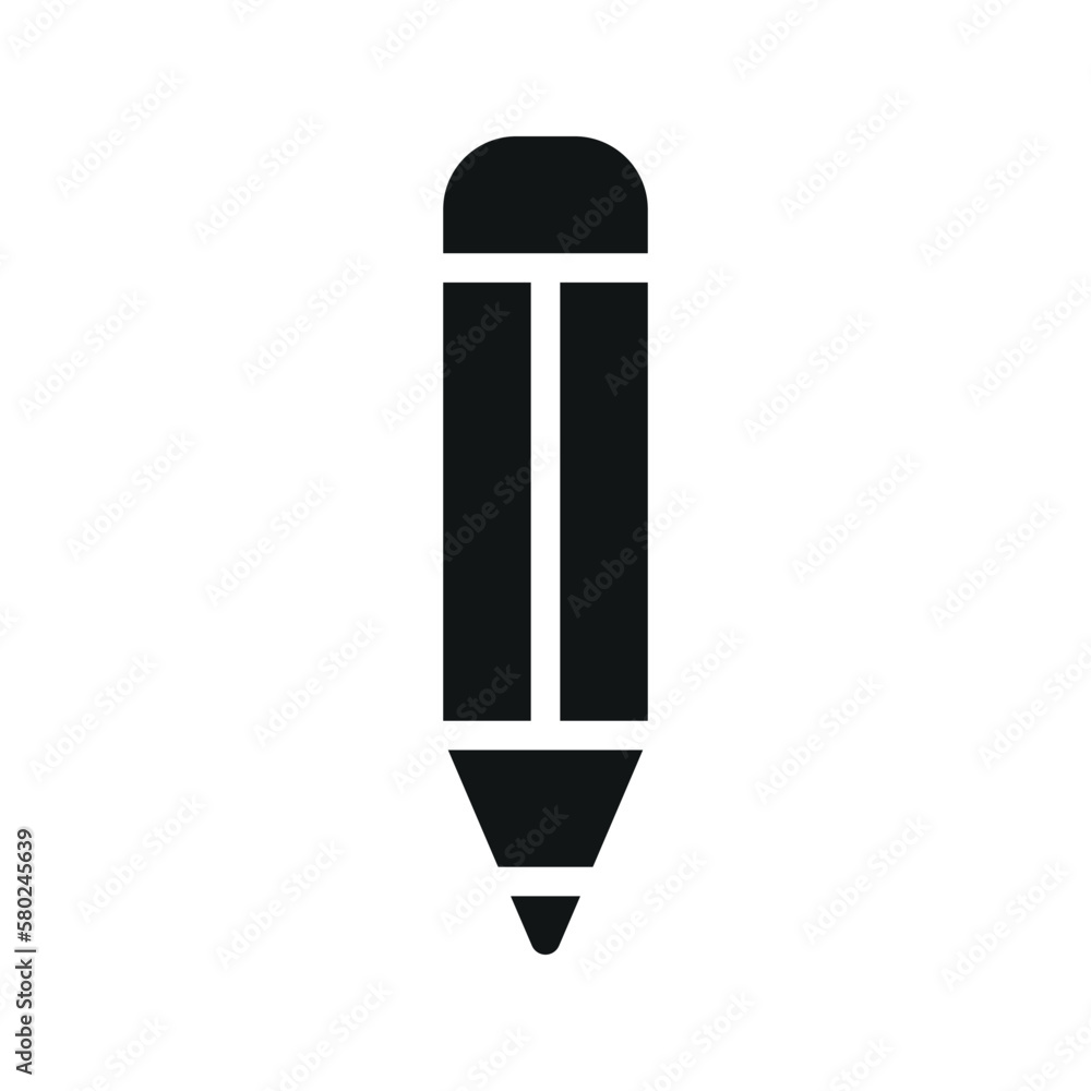 Illustration vector graphic icon of Pencil. Solid Style Icon. Education Themed Icon. Vector illustration isolated on white background. Perfect for website or application design.