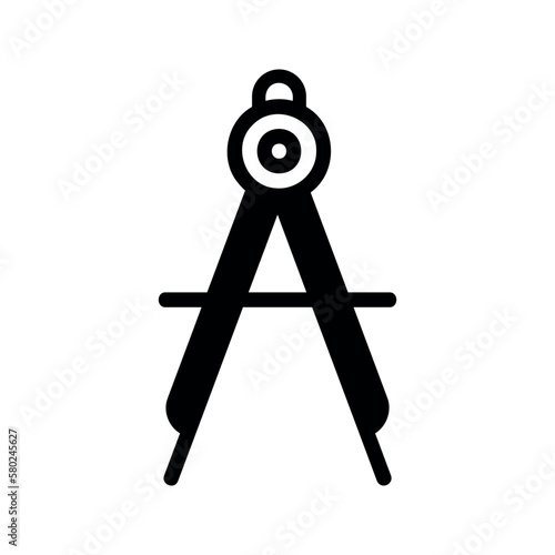 Illustration vector graphic icon of Drawing Compass. Solid Style Icon. Education Themed Icon. Vector illustration isolated on white background. Perfect for website or application design.