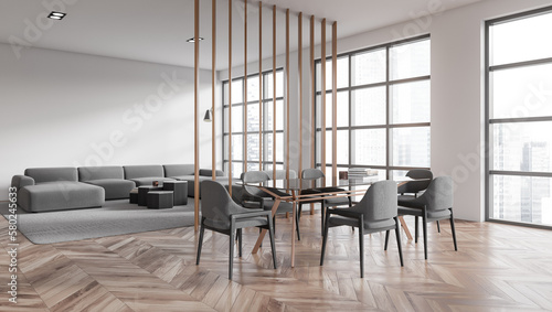 Wallpaper Mural White dining room and living room interior Torontodigital.ca