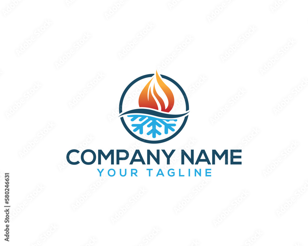 Heating and  Air Conditioning Service Logo Template. Home HVAC  Heating Ventilation and Air Conditioning vector icon.