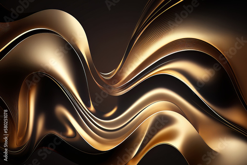 abstract golden waves fabric. Generative AI