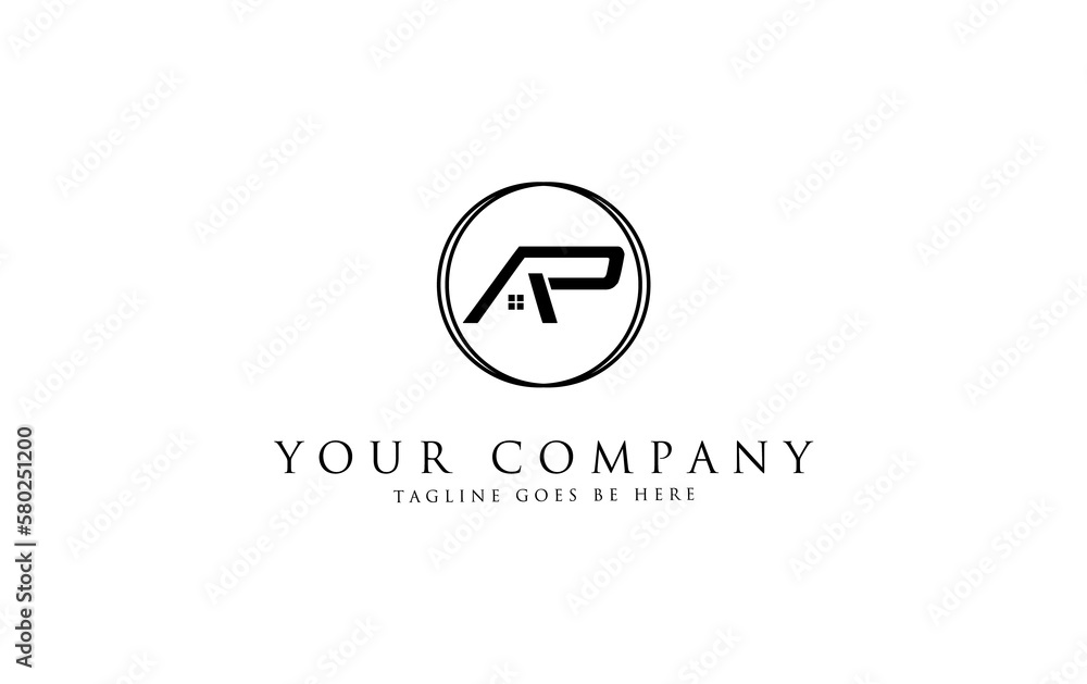 Fototapeta premium Real estate circle logo icon and real estate circle favicon flat monogram logo