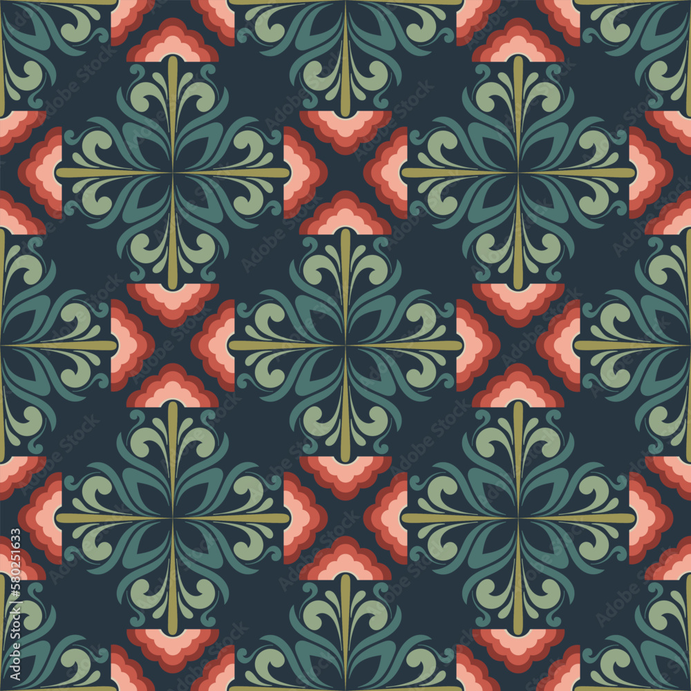 Vector seamless floral pattern surface design. Scandinavian style. colorful background for fabric and wallpaper Vector seamless floral pattern surface design. Scandinavian style. colorful background for fabric and wallpaper