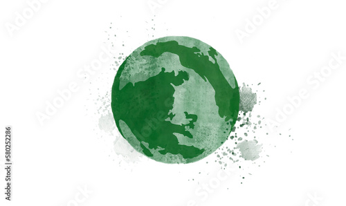 Earth globe hand draw and paint by watercolor. The symbol of environment, isolate png file with planet world.