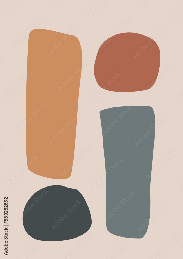 Modern abstract boho poster. Earth tones organic shapes. Contemporary design for poster, banner,greeting card, flyer, social media post, story. Minimalist mid century style vector Illustration. Modern abstract boho poster. Earth tones organic shapes. Contemporary design for poster, banner,greeting card, flyer, social media post, story. Minimalist mid century style vector Illustration.