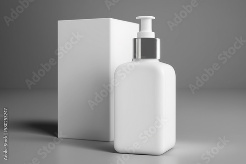 Clean White Cosmetic Bottle Packaging Mockup, Generative AI