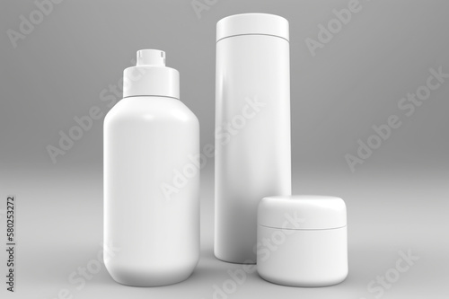 Clean White Cosmetic Bottle Packaging Mockup, Generative AI