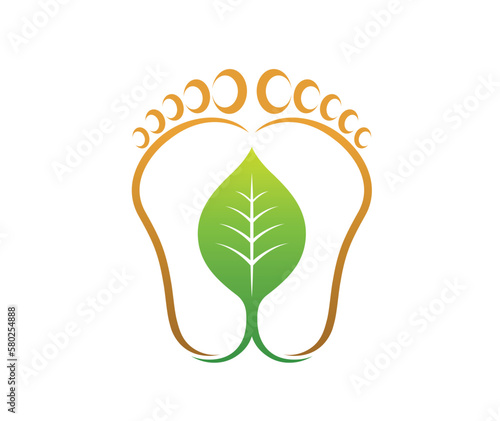 human foot green leaf shape podiatrist vector symbol design icon symbol illustration